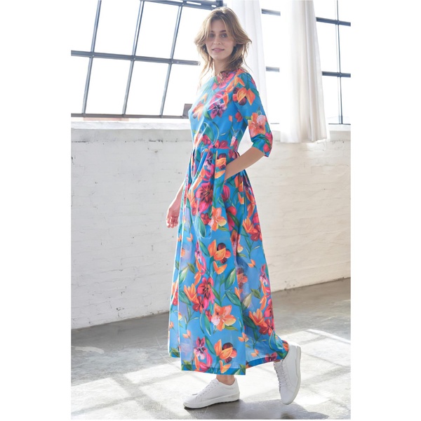 Floral Print Maxi Dress With Detachable Wide Belt