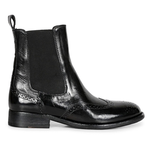 Santina Black Leather Ankle Boots