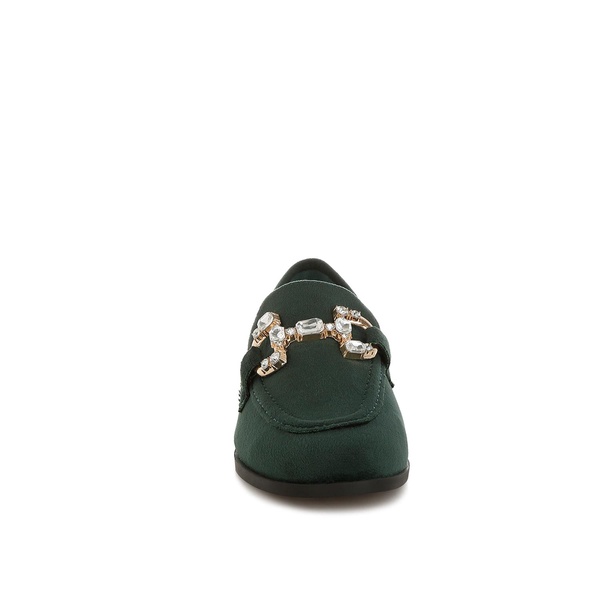 Maestro Diamante Embellished Horsebit Loafers In Green