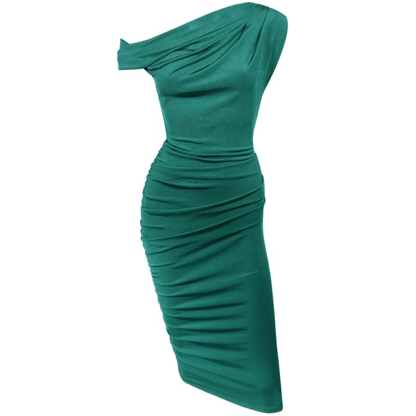 La La Land Green Twist Shoulder Dress