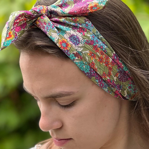 Lime Fuchsia Ciara Headscarf Made With Liberty Fabric