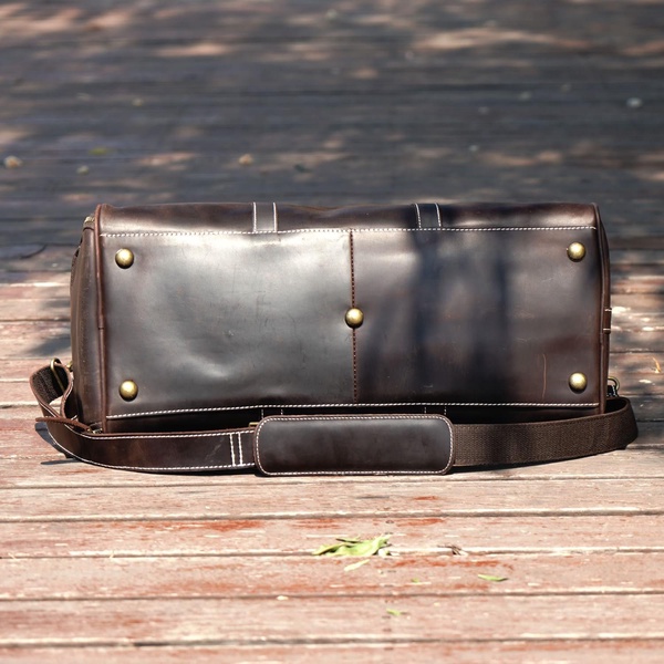 Dark Brown Leather Weekender