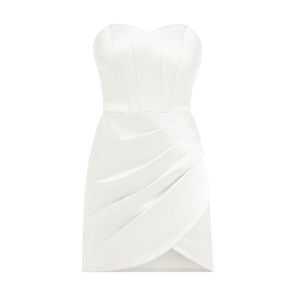 A Touch Of Glamour Satin Mini Dress - Pearl White