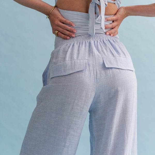 Jasmin Linen Trouser - Ice Blue