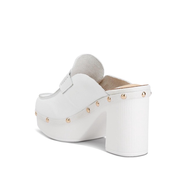 Lyrac Recycled Leather Platform Clogs In White