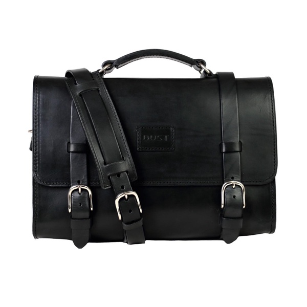 Leather Briefcase In Cuoio Black