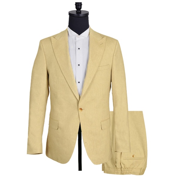 Hugo Linen Single Breasted Suit - Sand