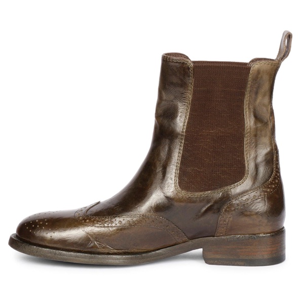 Santina Khaki Leather Ankle Boots