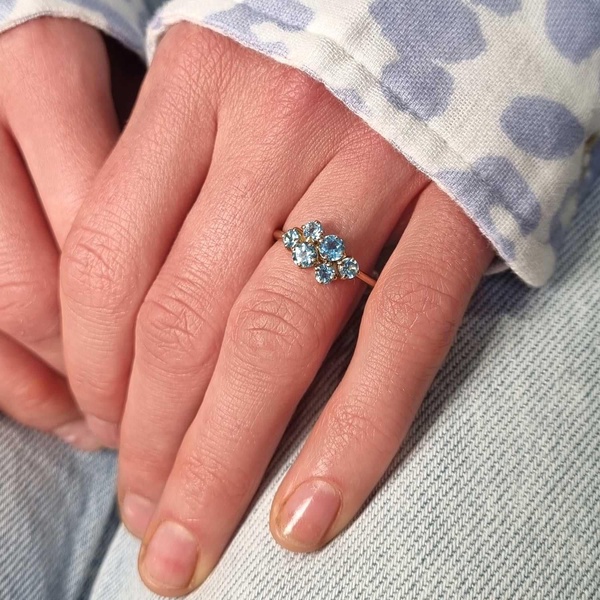 Blue Topaz Cluster Ring - Silver