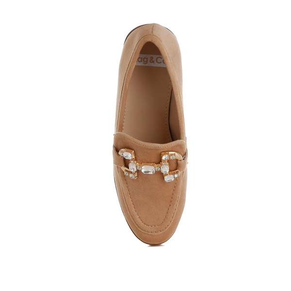 Maestro Diamante Embellished Horsebit Loafers In Beige