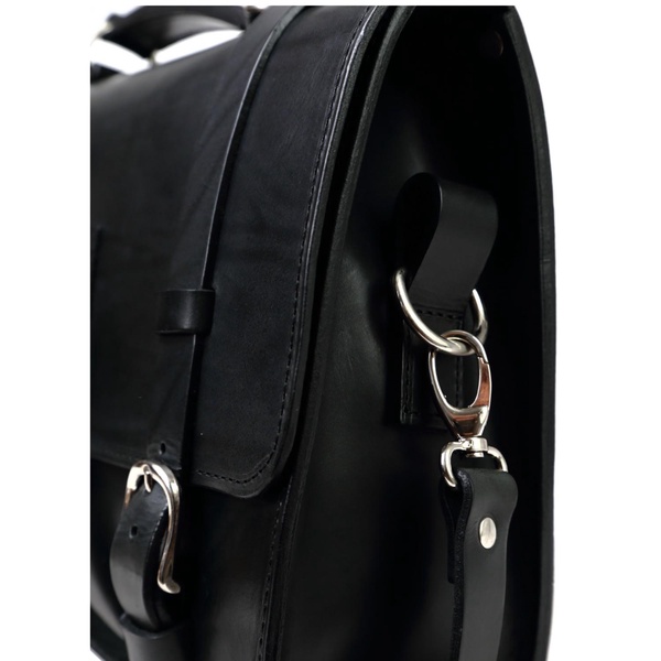 Leather Briefcase In Cuoio Black