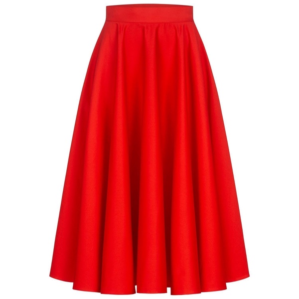 Red A-Line Midi Skirt