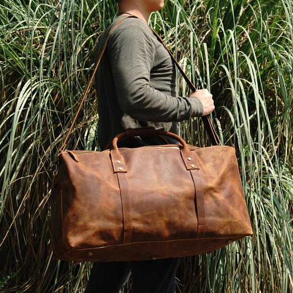 Genuine Leather Holdall Luggage Bag