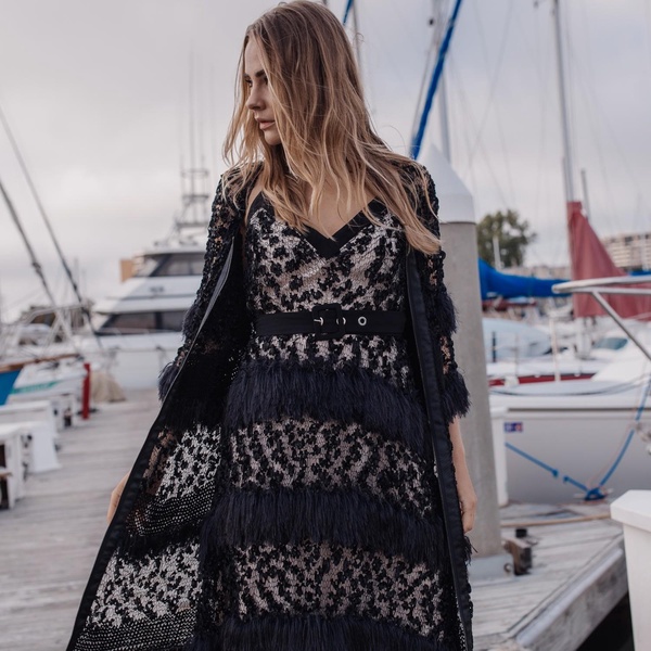 Black Sundown Handmade Knit Cardigan-Dress