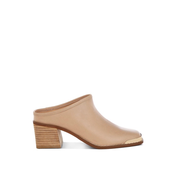 Bottani Genuine Leather Slip-On Mules In Beige