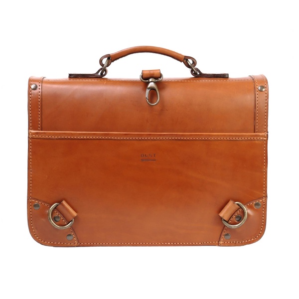 Leather Briefcase In Cuoio Brown