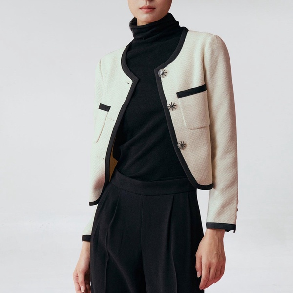 Crop Contrasting Bias Jacket