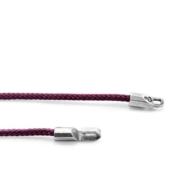 Aubergine Purple Talbot Silver & Rope Bracelet