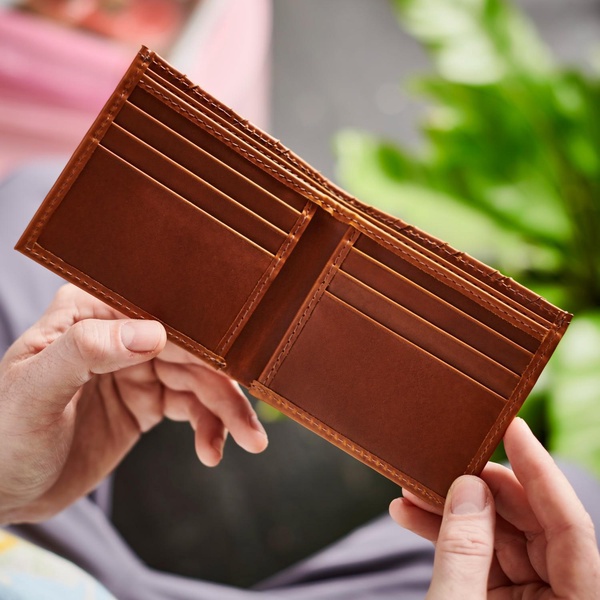 Plaited Tan Leather Card Wallet