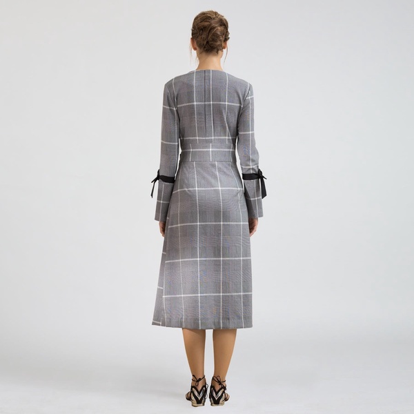 Wrap Tartan Midi Dress