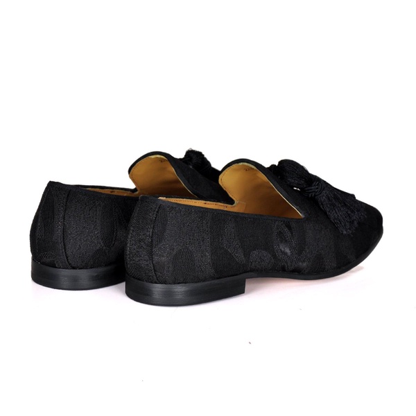 Alberto Abstract Jacquard Loafers - Black