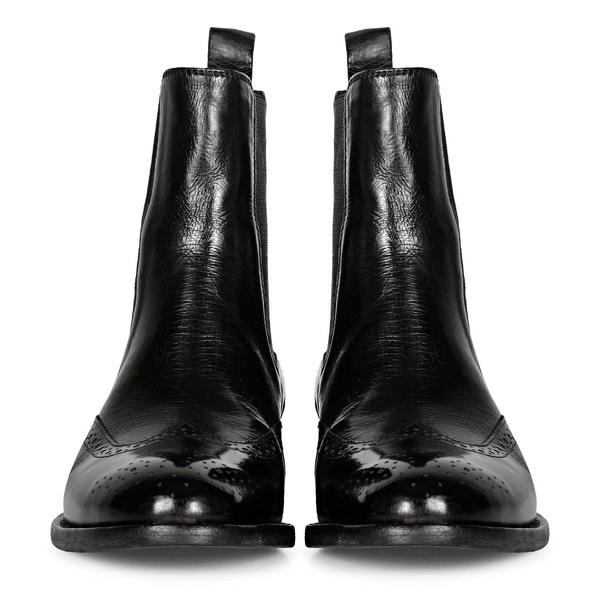 Santina Black Leather Ankle Boots