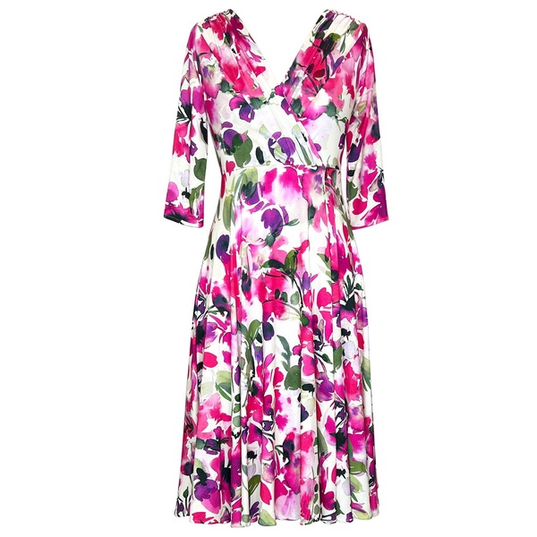 Annie Floral Dress In Fuchsia Florals Print