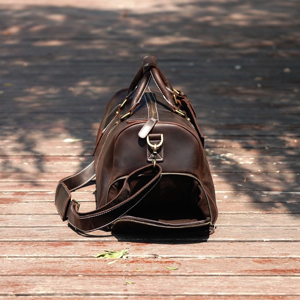 Dark Brown Leather Weekender