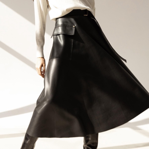 Faux Leather Midi Skirt