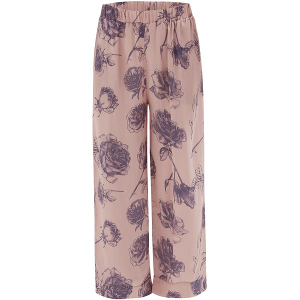 Rosa Trouser Rose Patterned Pocket Satin Women's Culotte Trousers - Dark Powder/Purple