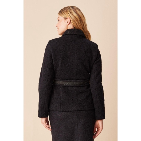 Black Belted Bouclé Jacket