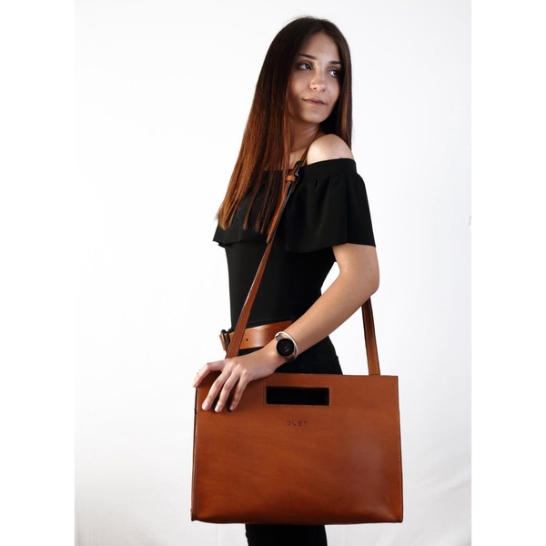 Leather Tote In Vintage  Brown