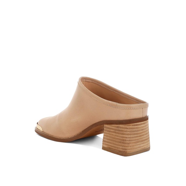 Bottani Genuine Leather Slip-On Mules In Beige