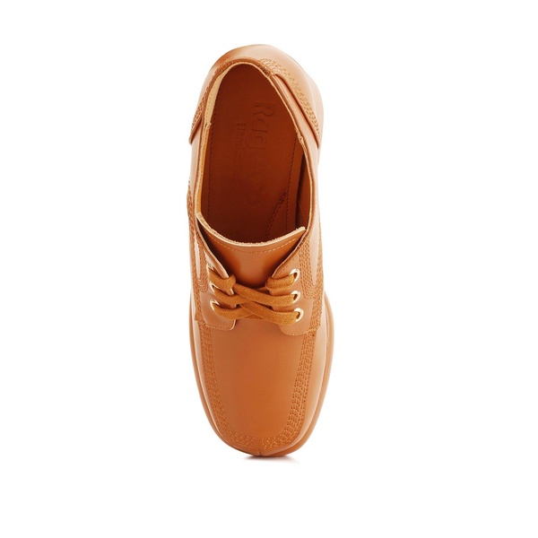 Quecha Leather Block Heel Oxfords In Tan