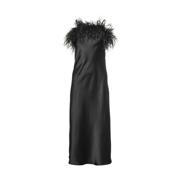 Roma Silk Midi Slip Faux Feather Dress