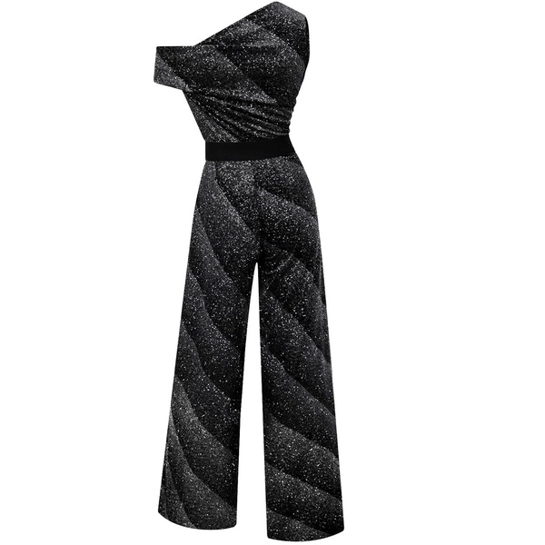 Mexican Wave Black & Silver Velvet Jumpsuit