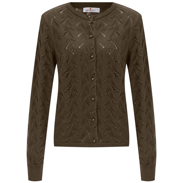 Alisa Openwork Cardigan In Brown