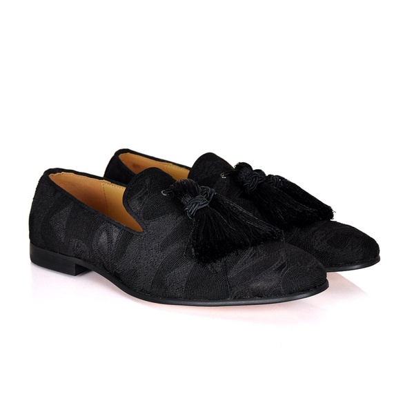 Alberto Abstract Jacquard Loafers - Black