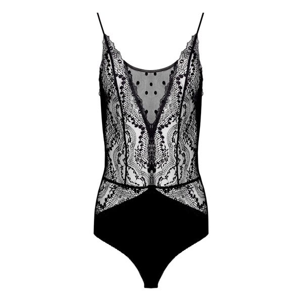 French Leavers Lace - Bodysuit - Polka Dot Mesh