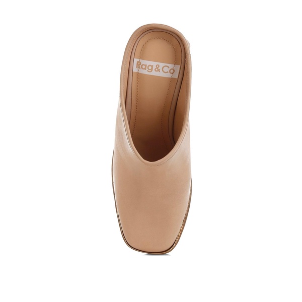 Bottani Genuine Leather Slip-On Mules In Beige