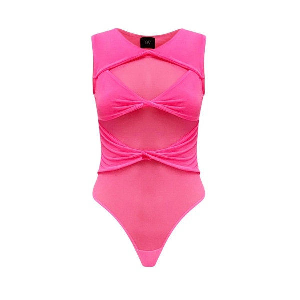 Clara Sheer Bodysuit - Hot Pink