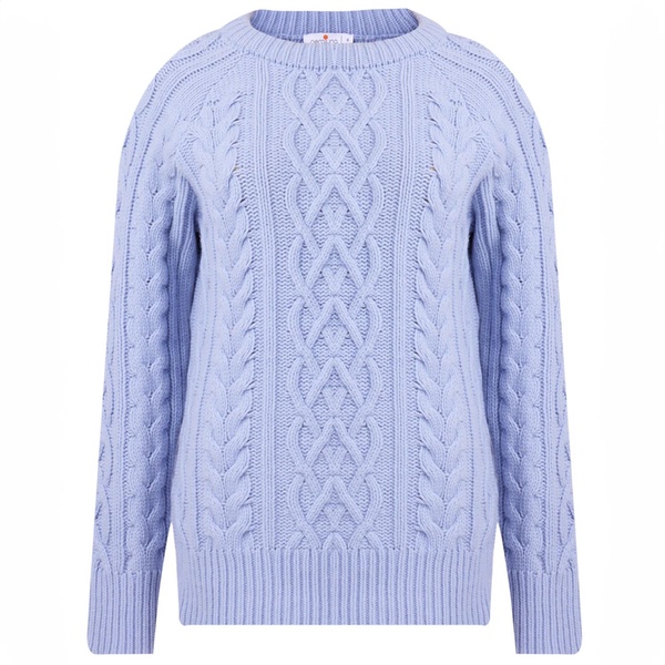 Deniz Cable Knit O-Neck Unisex Sweater In - Light Blue