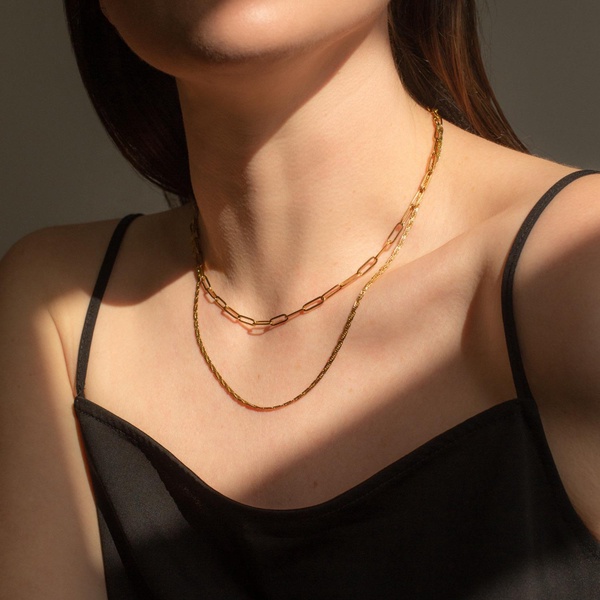 Layered Chain Necklace Gold