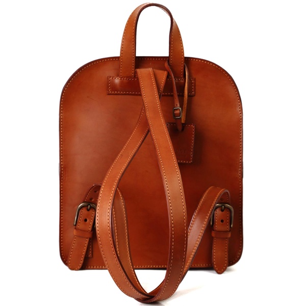 Leather Backpack In Cuoio Brown Soho Collection