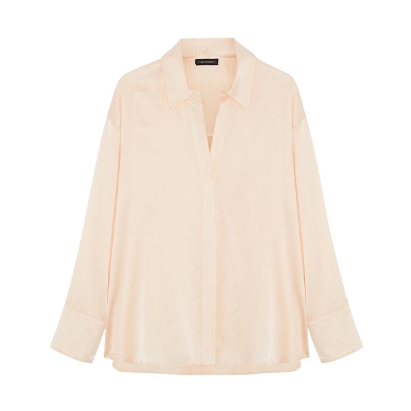 Audrey Oversized Silk Shirt - Blush