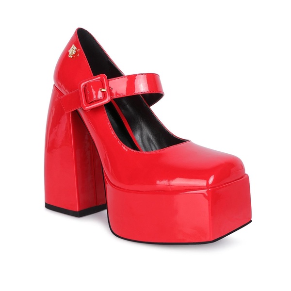 Pablo Red Statement High Platform Heel Mary Jane Sandals