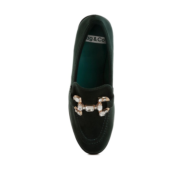 Maestro Diamante Embellished Horsebit Loafers In Green