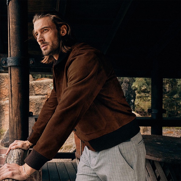 Voyageurs Bomber Suede Jacket-Hazelnut