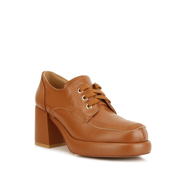 Quecha Leather Block Heel Oxfords In Tan