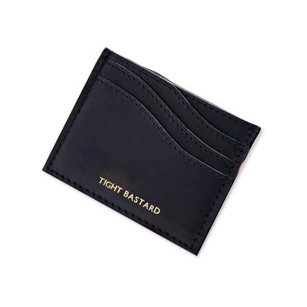 Black Leather Wave Card Holder - Tight Bastard